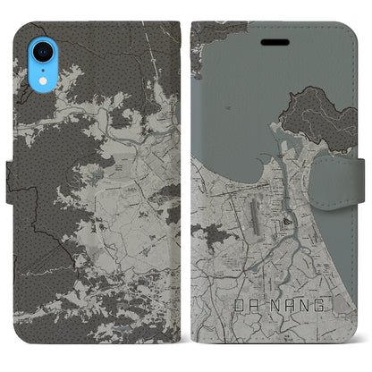 【ダナン（ベトナム）】地図柄iPhoneケース（手帳タイプ）モノトーン・iPhone XR 用