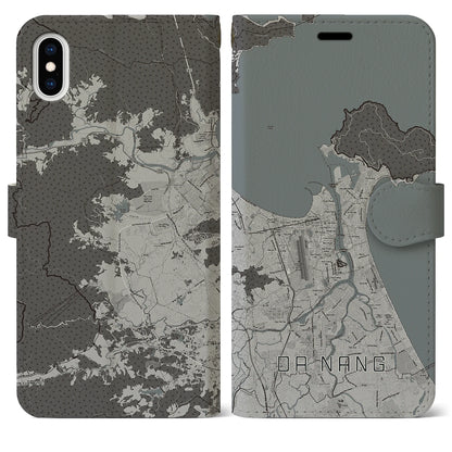 【ダナン（ベトナム）】地図柄iPhoneケース（手帳タイプ）モノトーン・iPhone XS Max 用