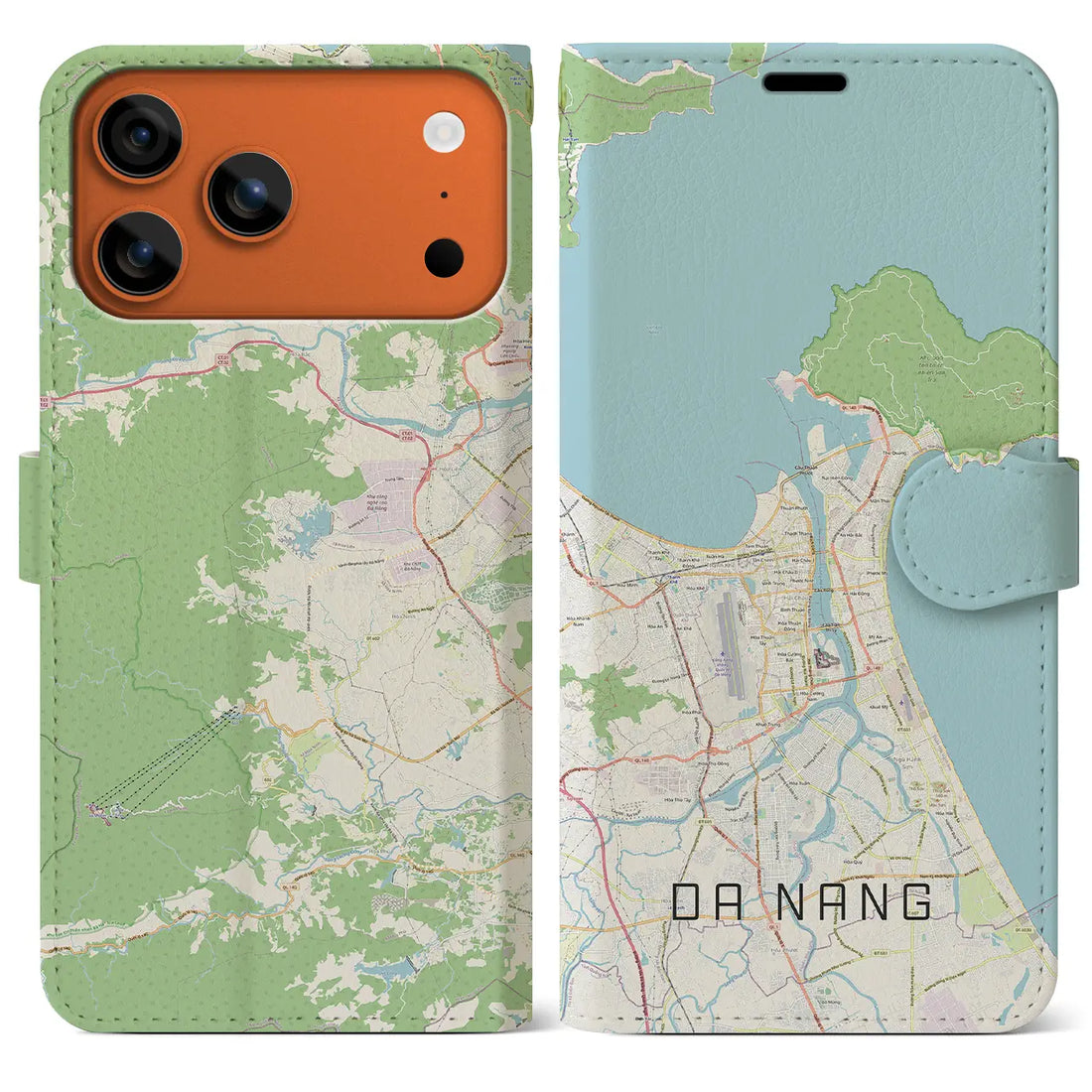 【ダナン(ベトナム)】地図柄iPhoneケース(手帳タイプ)モノトーン・iPhone 17 Pro Max 用