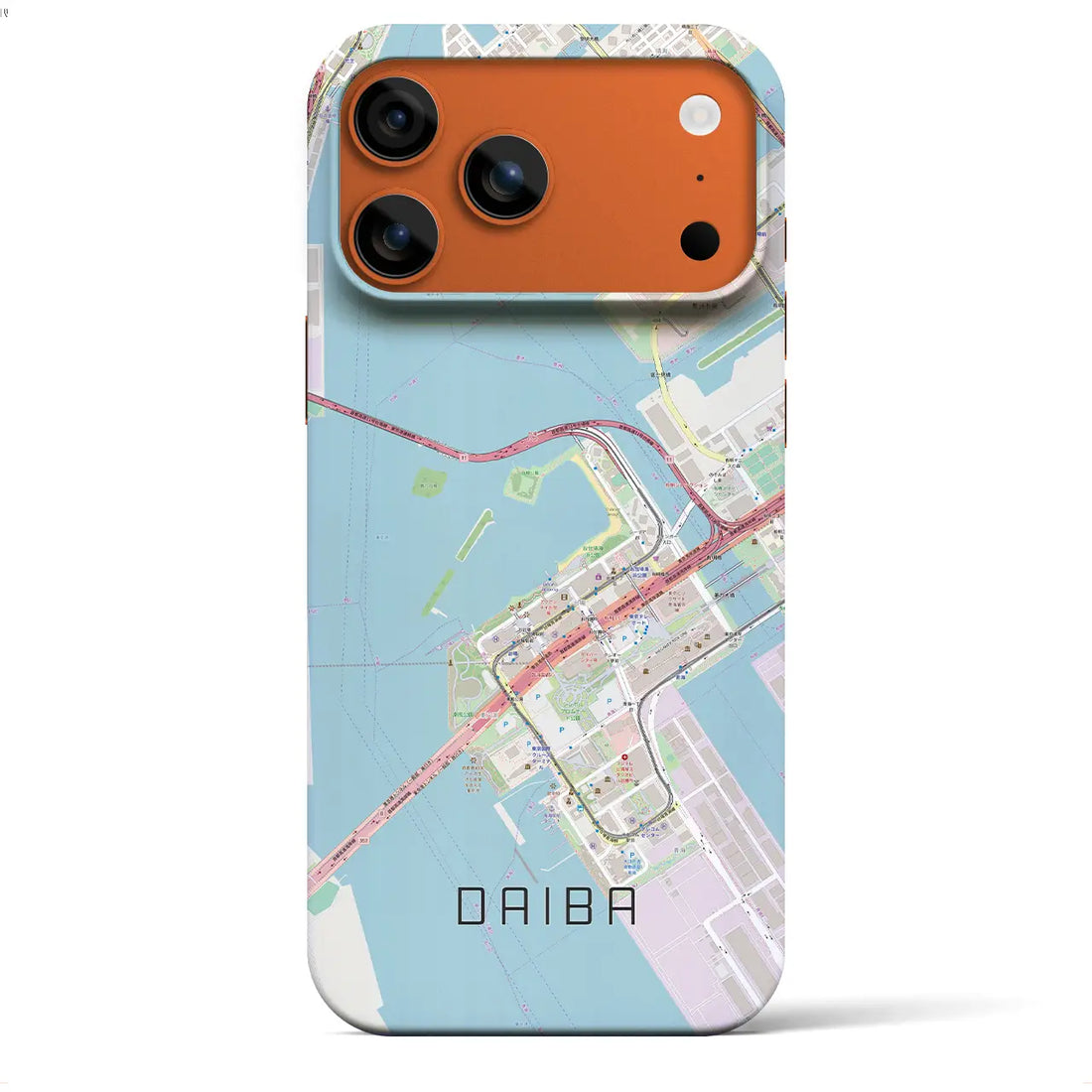 【台場(東京都)】地図柄iPhoneケース(バックカバータイプ)ブラック・iPhone 17 Pro Max 用