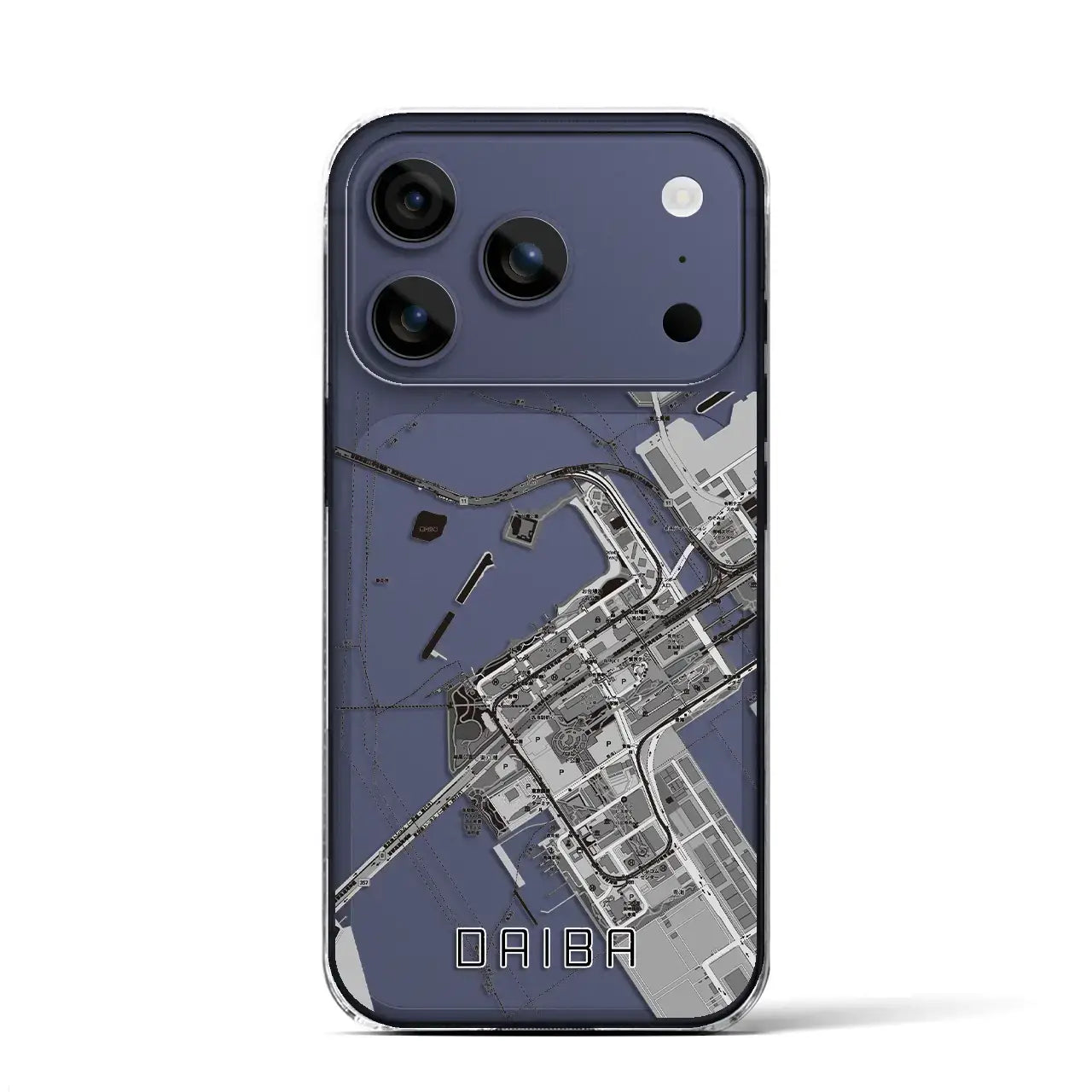 【台場（東京都）】地図柄iPhoneケース（クリアタイプ）モノトーン・iPhone 17 Pro Max 用