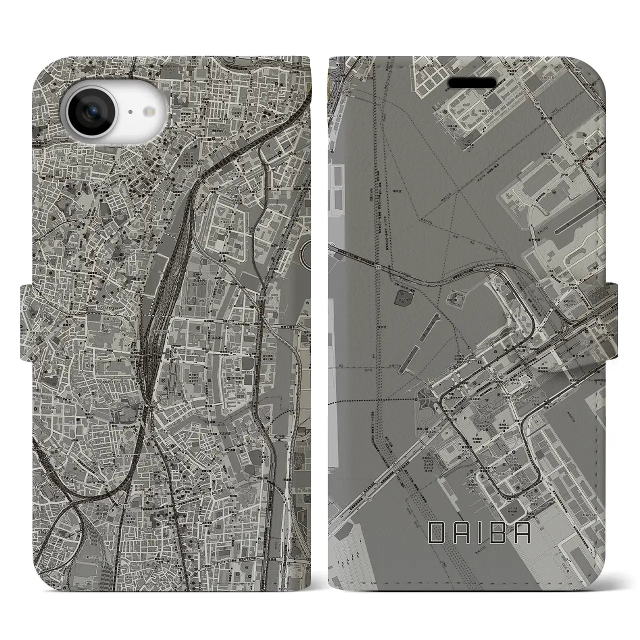 【台場（東京都）】地図柄iPhoneケース（手帳タイプ）