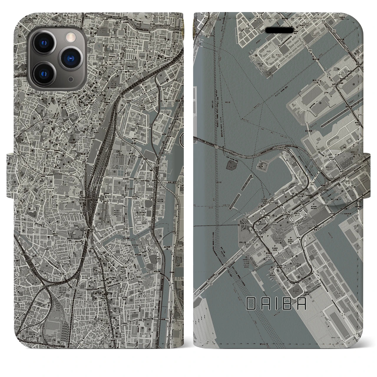 【台場（東京都）】地図柄iPhoneケース（手帳タイプ）