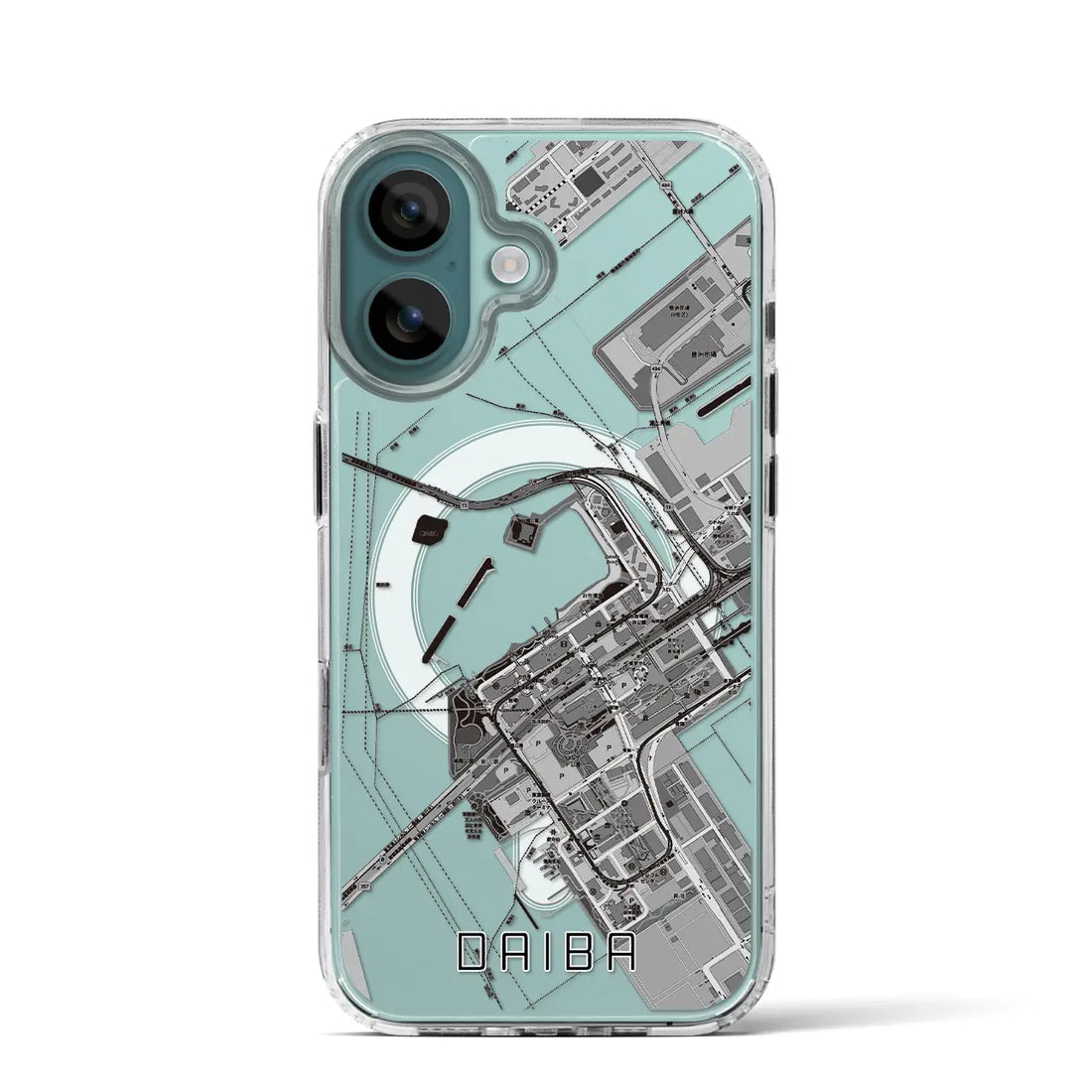 【台場(東京都)】地図柄iPhoneケース(MagSafeタイプ)モノトーン・iPhone 16 Pro 用