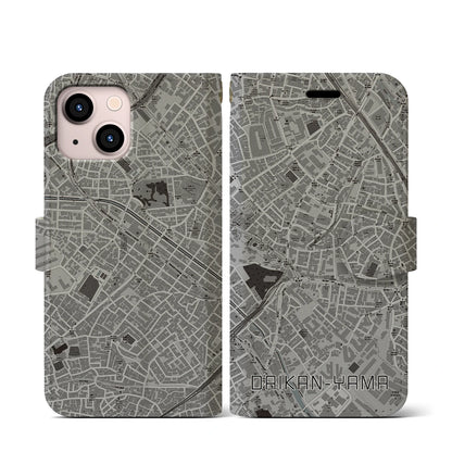 【代官山（東京都）】地図柄iPhoneケース（手帳タイプ）モノトーン・iPhone 13 mini 用