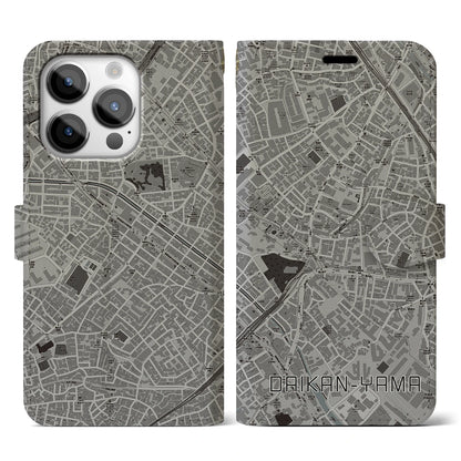 【代官山（東京都）】地図柄iPhoneケース（手帳タイプ）モノトーン・iPhone 14 Pro 用
