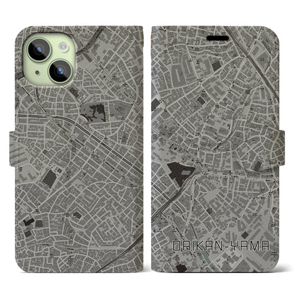 【代官山（東京都）】地図柄iPhoneケース（手帳タイプ）モノトーン・iPhone 15 用
