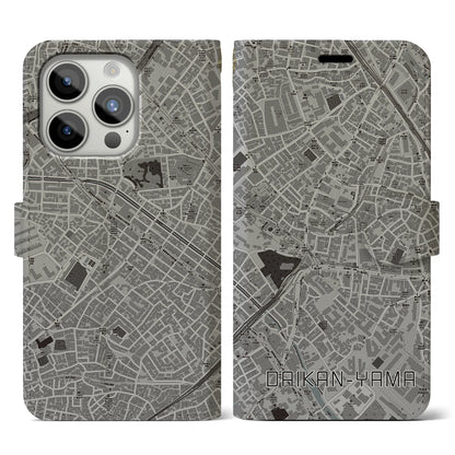 【代官山（東京都）】地図柄iPhoneケース（手帳タイプ）モノトーン・iPhone 15 Pro 用