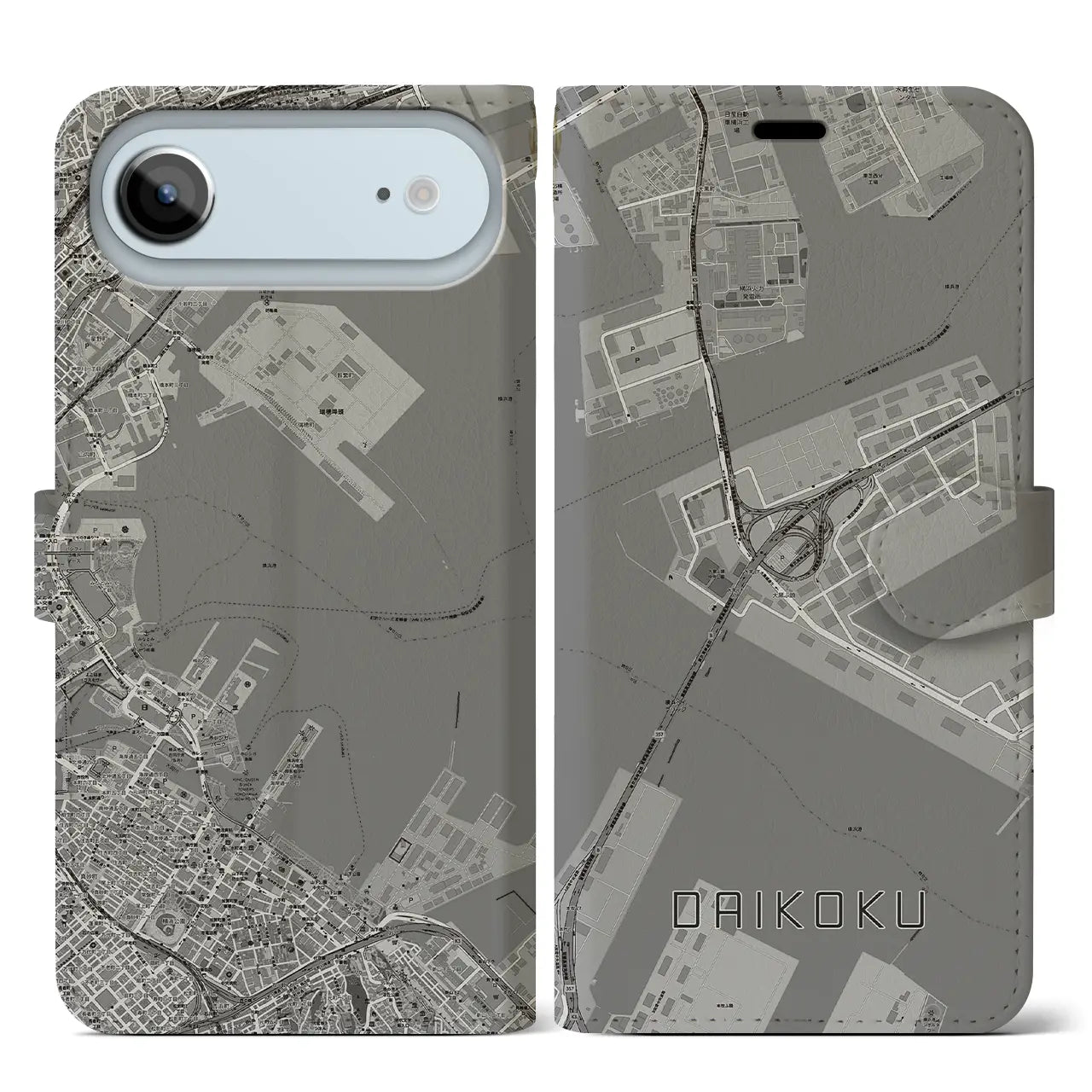 【大黒（神奈川県）】地図柄iPhoneケース（手帳タイプ）