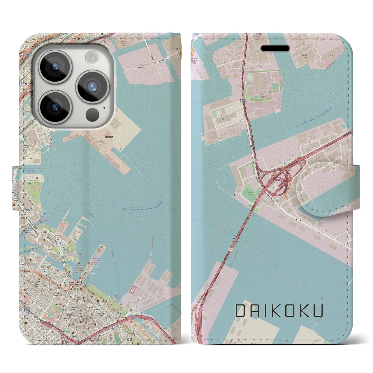 【大黒（神奈川県）】地図柄iPhoneケース（手帳タイプ）