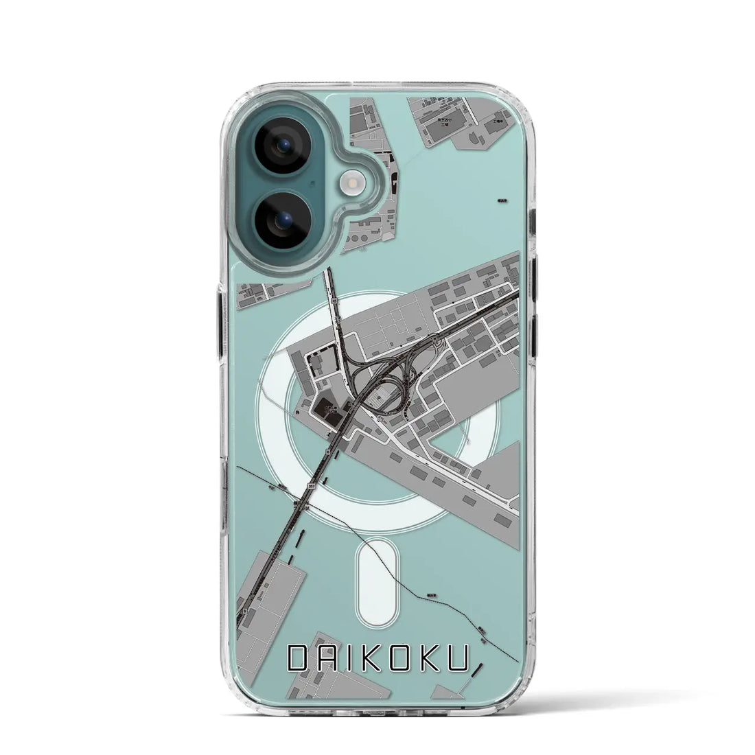 【大黒(神奈川県)】地図柄iPhoneケース(MagSafeタイプ)モノトーン・iPhone 16 Pro 用