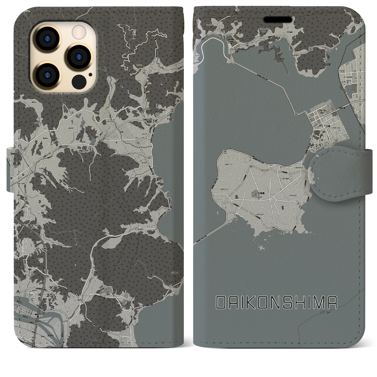 【大根島（島根県）】地図柄iPhoneケース（手帳タイプ）