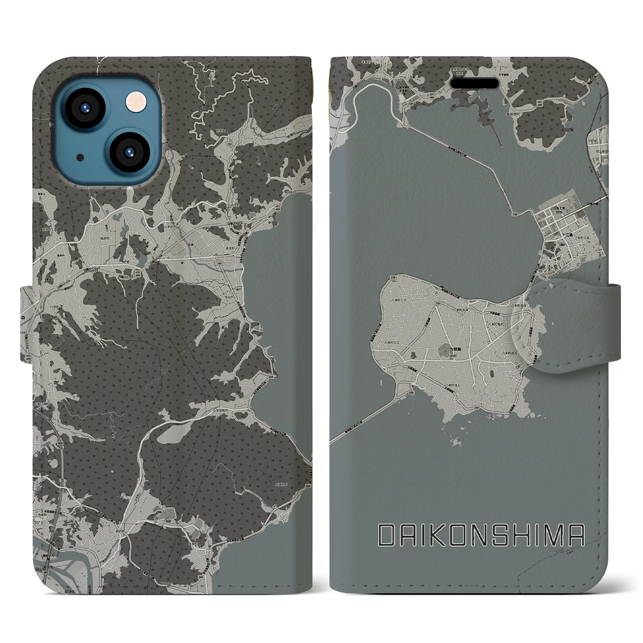 【大根島（島根県）】地図柄iPhoneケース（手帳タイプ）