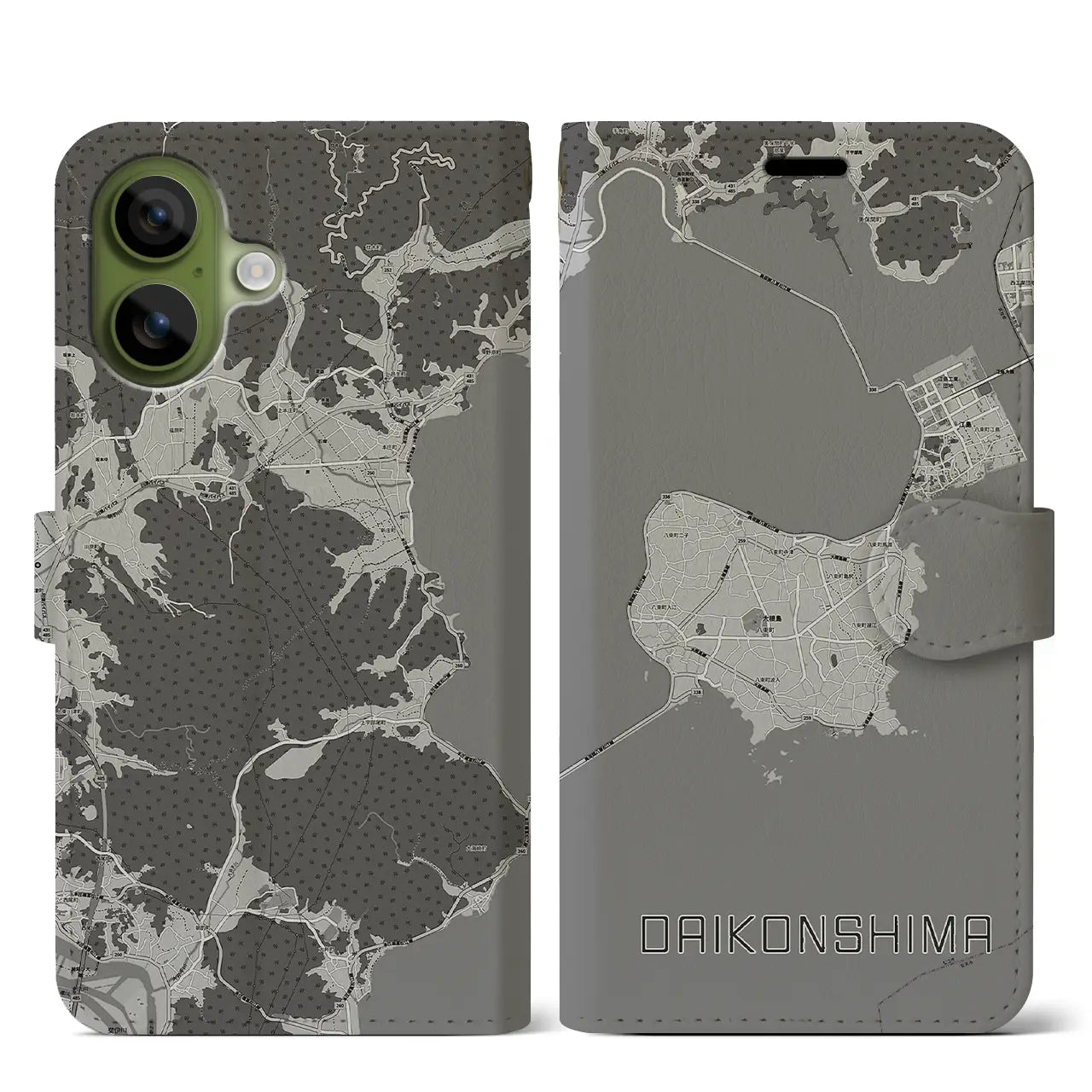 【大根島（島根県）】地図柄iPhoneケース（手帳タイプ）