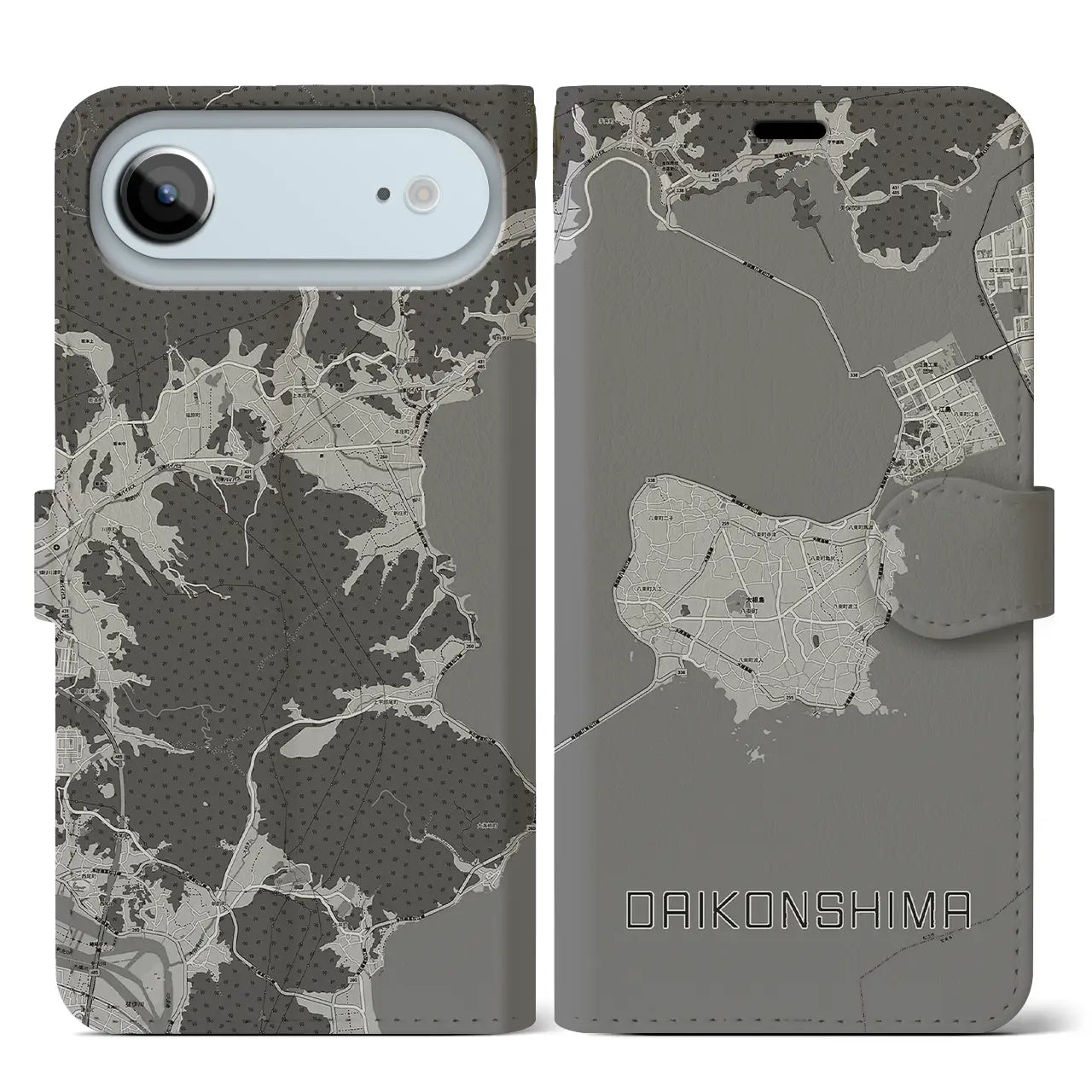 【大根島（島根県）】地図柄iPhoneケース（手帳タイプ）