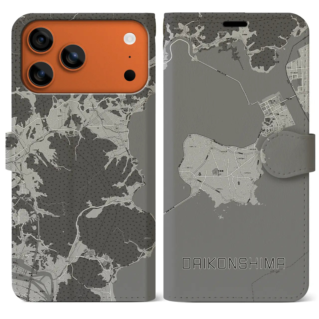 【大根島（島根県）】地図柄iPhoneケース（手帳タイプ）