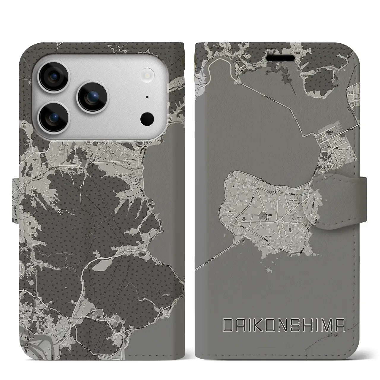 【大根島（島根県）】地図柄iPhoneケース（手帳タイプ）