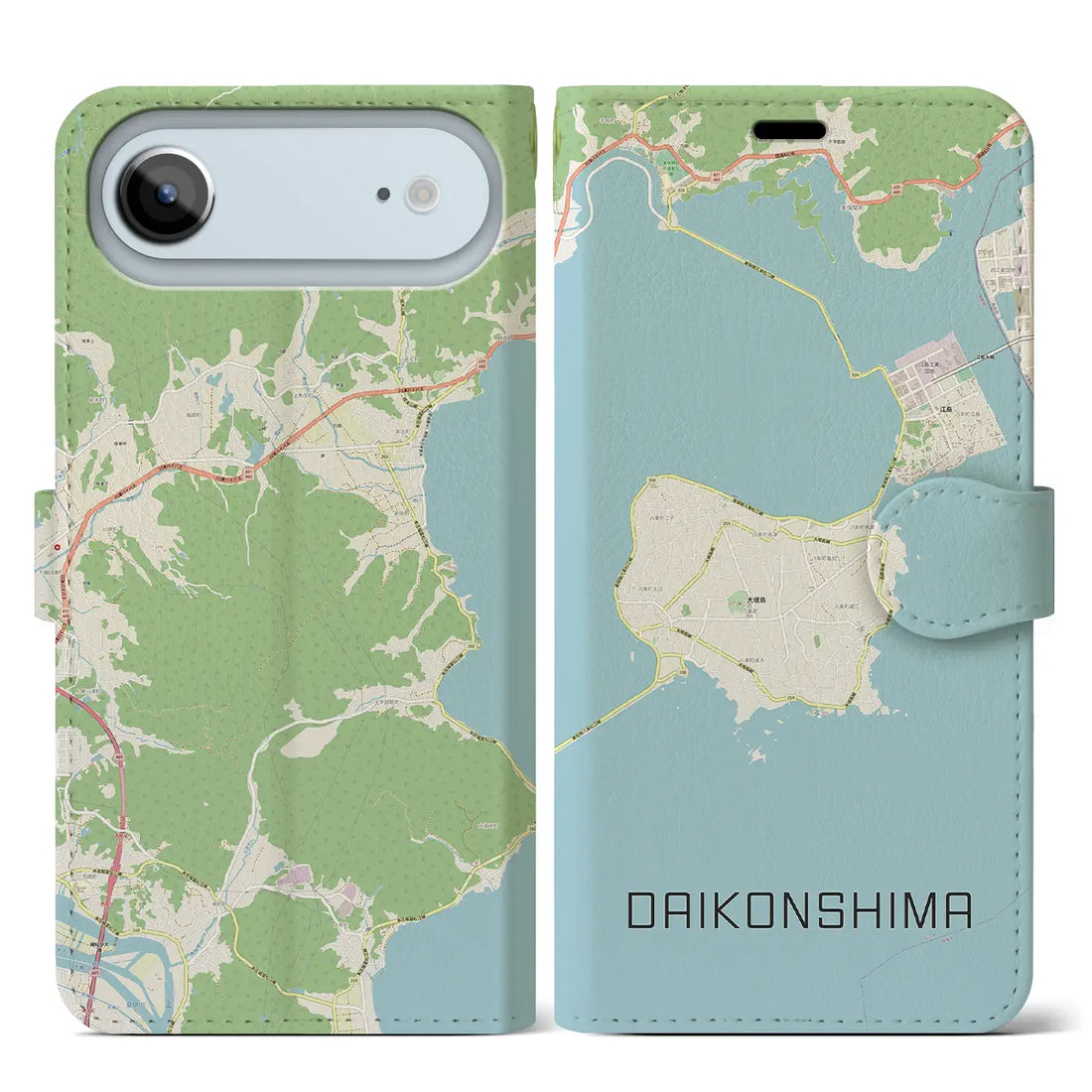 【大根島（島根県）】地図柄iPhoneケース（手帳タイプ）モノトーン・iPhone 17 Pro Max 用