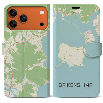 【大根島（島根県）】地図柄iPhoneケース（手帳タイプ）