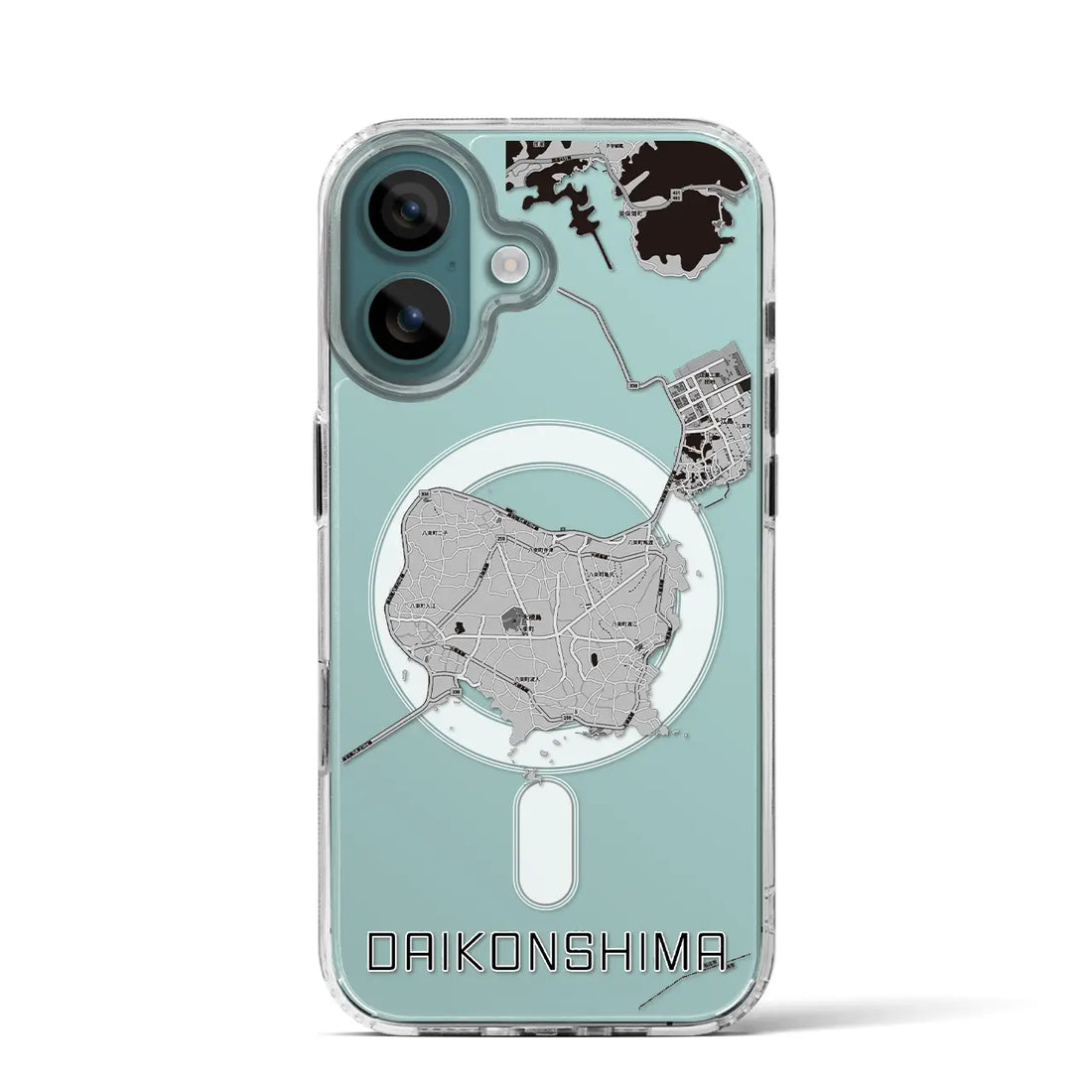 【大根島(島根県)】地図柄iPhoneケース(MagSafeタイプ)モノトーン・iPhone 16 Pro 用