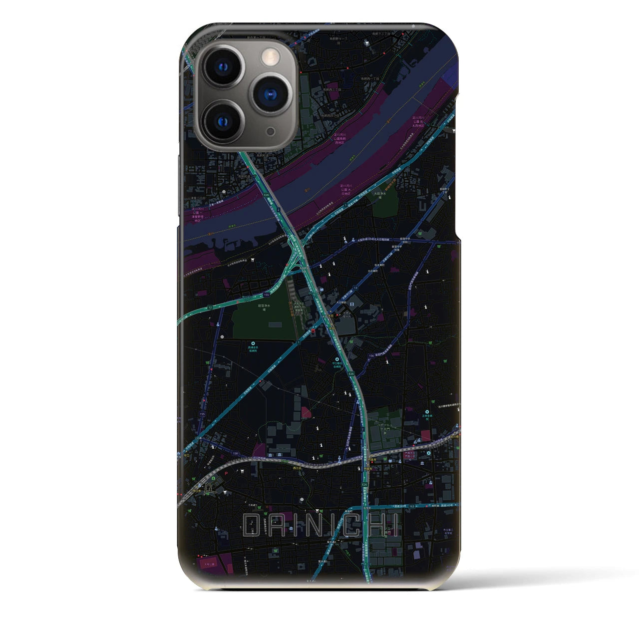 【大日（大阪府）】地図柄iPhoneケース（バックカバータイプ）