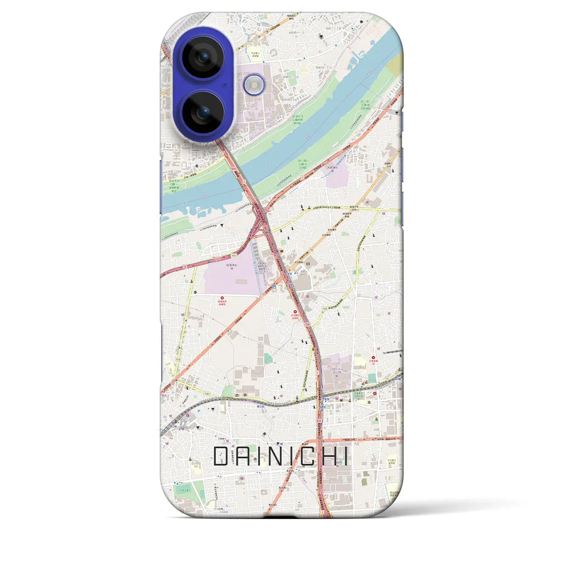 【大日(大阪府)】地図柄iPhoneケース(バックカバータイプ)ブラック・iPhone 16 Pro Max 用