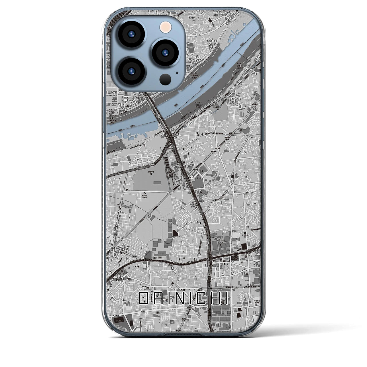 【大日（大阪府）】地図柄iPhoneケース（クリアタイプ）