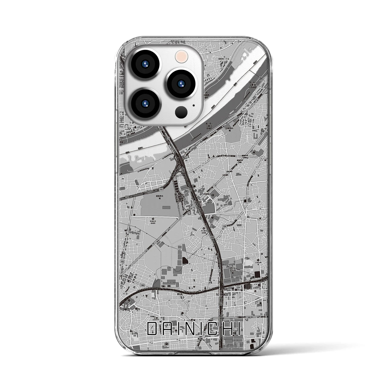【大日（大阪府）】地図柄iPhoneケース（クリアタイプ）