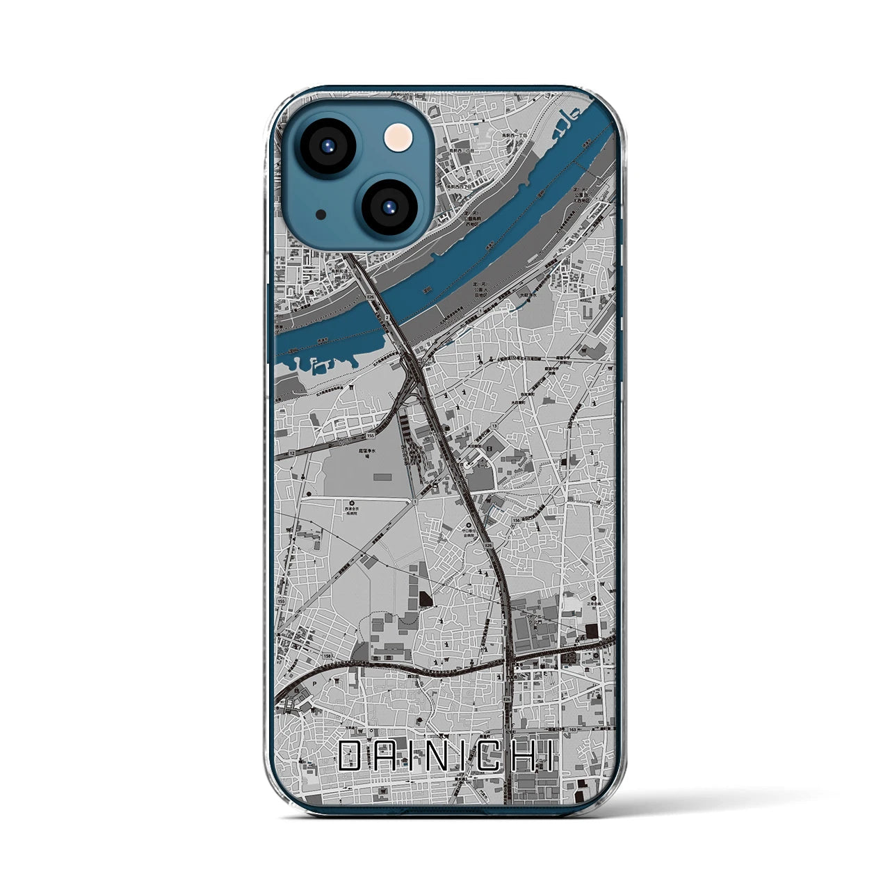 【大日（大阪府）】地図柄iPhoneケース（クリアタイプ）
