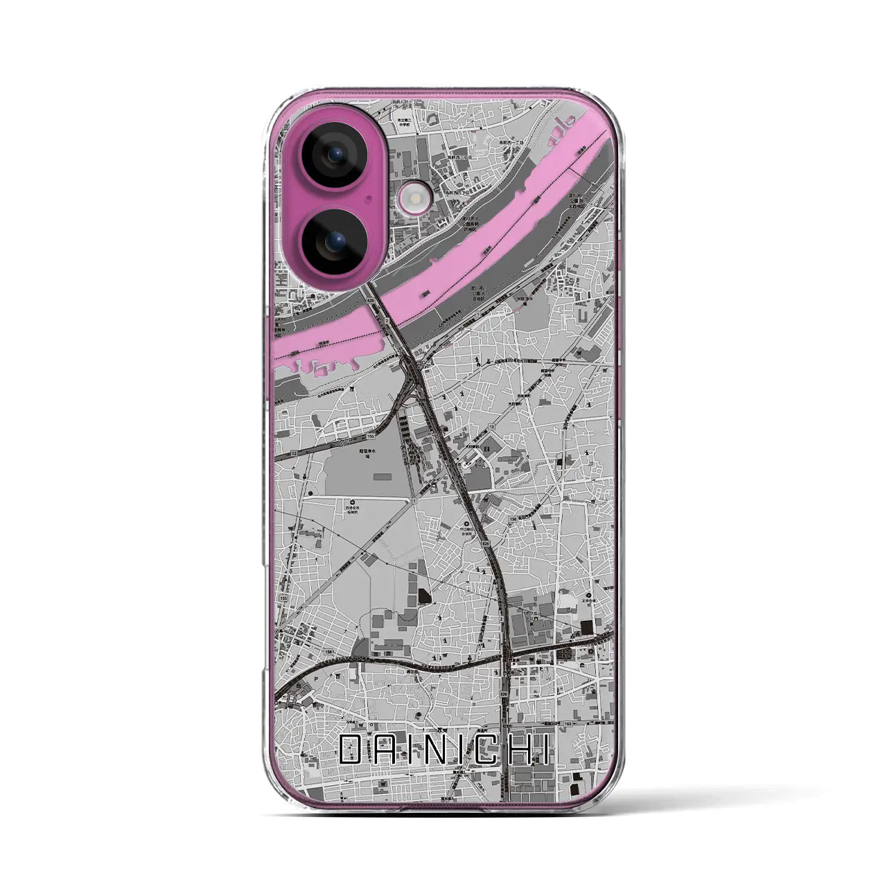 【大日（大阪府）】地図柄iPhoneケース（クリアタイプ）