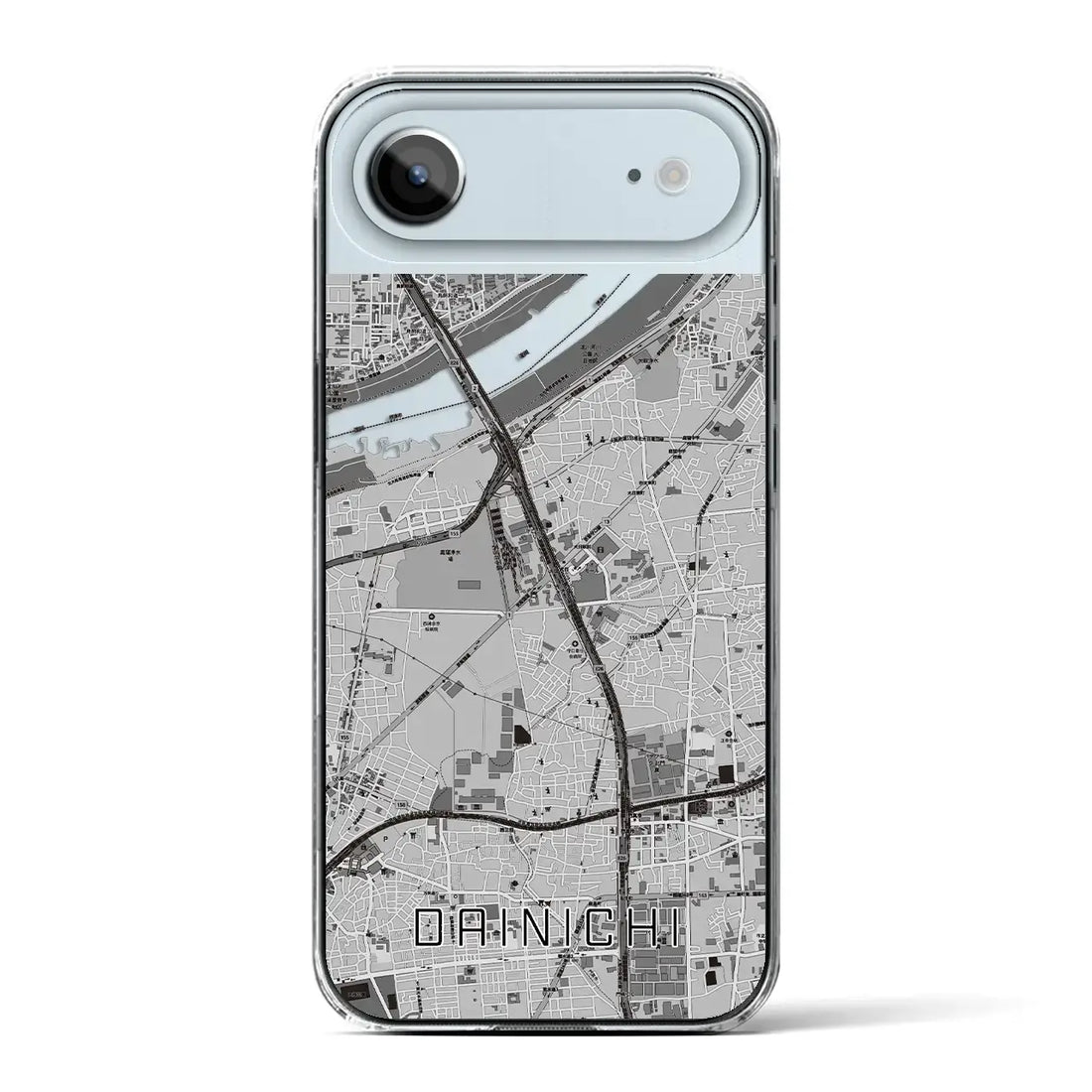 【大日（大阪府）】地図柄iPhoneケース（クリアタイプ）モノトーン・iPhone 17 Pro Max 用