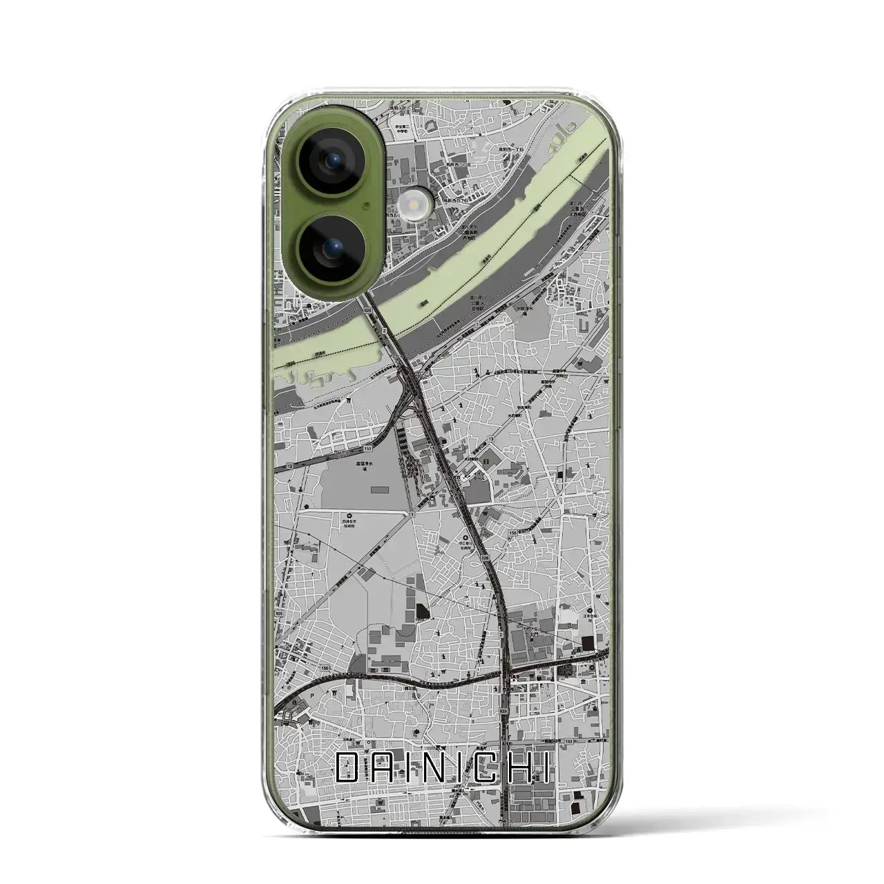 【大日（大阪府）】地図柄iPhoneケース（クリアタイプ）