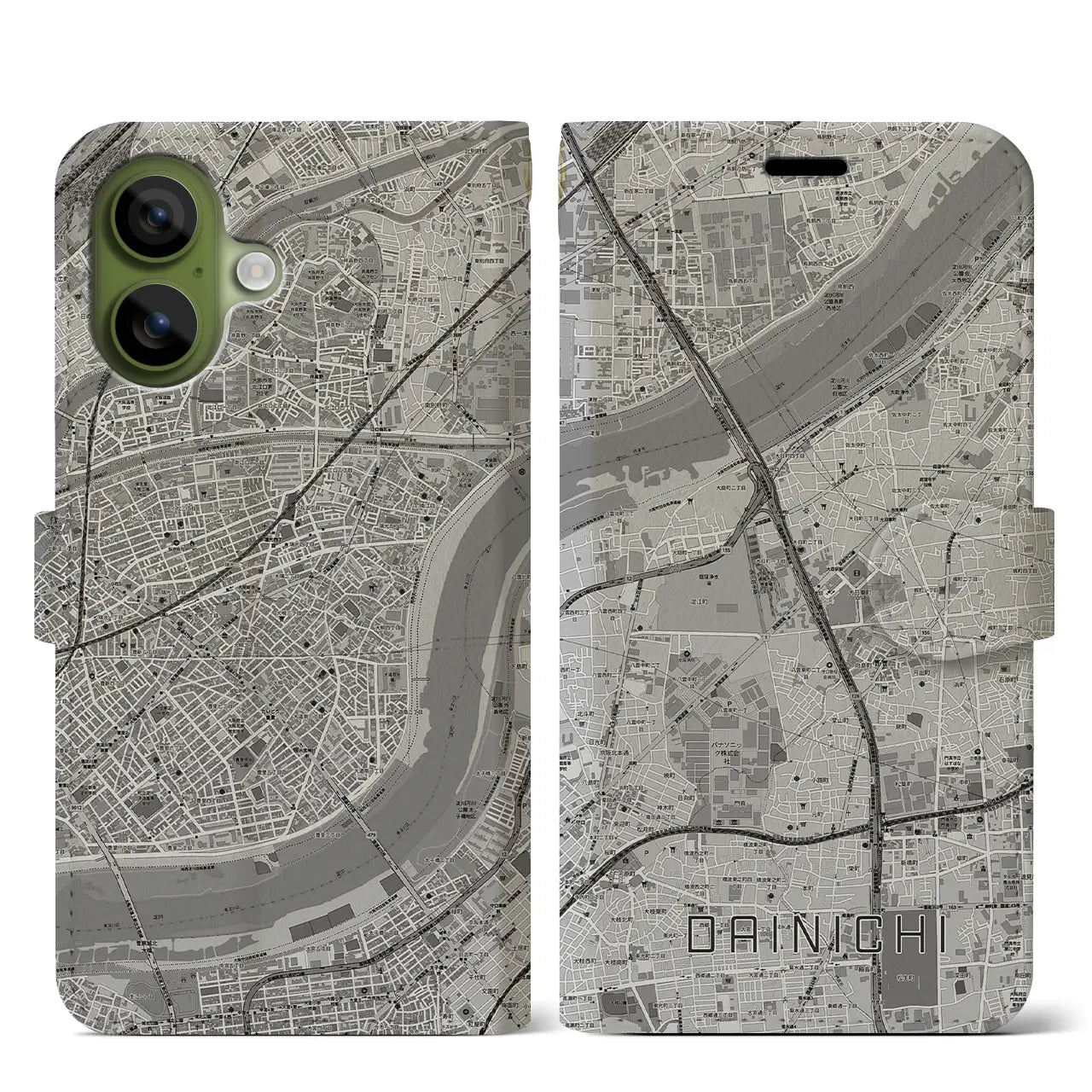 【大日（大阪府）】地図柄iPhoneケース（手帳タイプ）