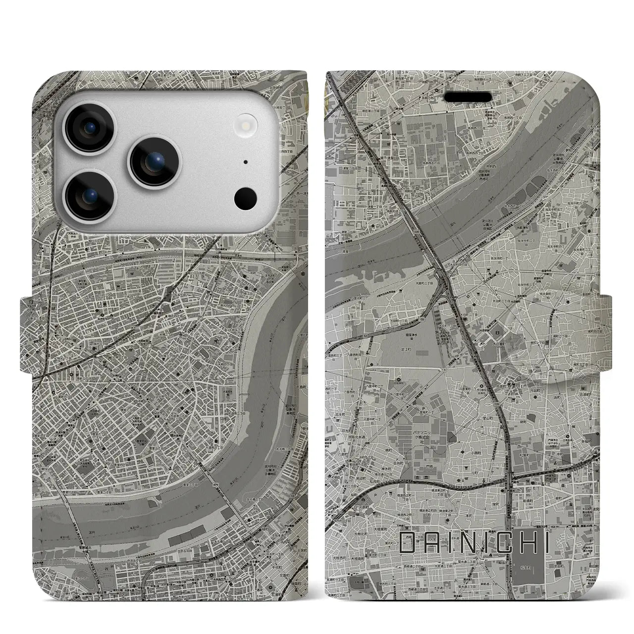 【大日（大阪府）】地図柄iPhoneケース（手帳タイプ）