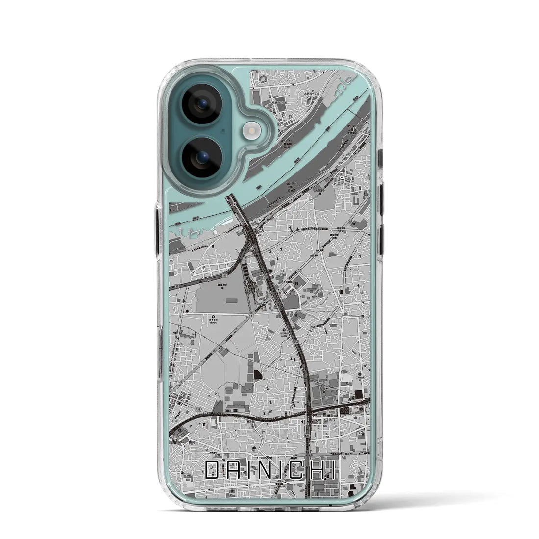 【大日（大阪府）】地図柄iPhoneケース（MagSafeタイプ）モノトーン・iPhone 16 Pro 用