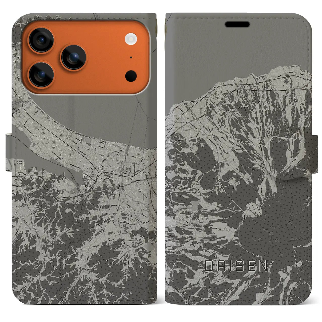 【大山（鳥取県）】地図柄iPhoneケース（手帳タイプ）