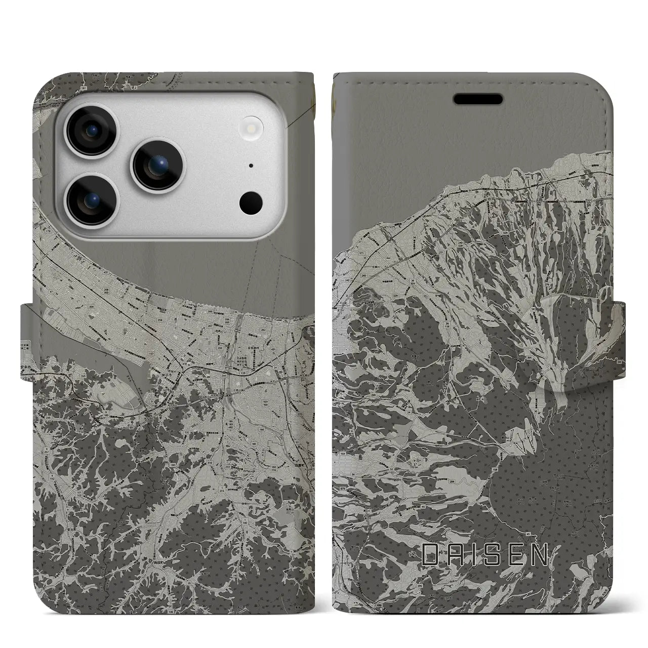 【大山（鳥取県）】地図柄iPhoneケース（手帳タイプ）