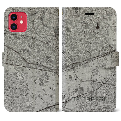 【代田橋（東京都）】地図柄iPhoneケース（手帳タイプ）モノトーン・iPhone 11 用