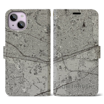 【代田橋（東京都）】地図柄iPhoneケース（手帳タイプ）モノトーン・iPhone 14 用