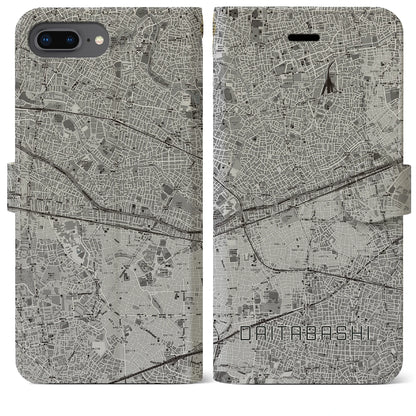 【代田橋（東京都）】地図柄iPhoneケース（手帳タイプ）モノトーン・iPhone 8Plus /7Plus / 6sPlus / 6Plus 用