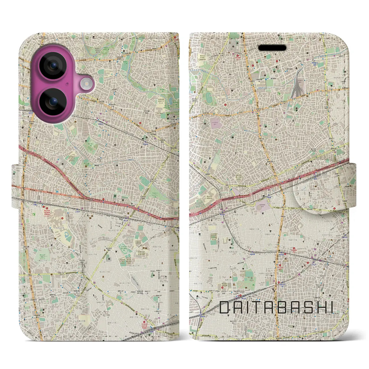 【代田橋（東京都）】地図柄iPhoneケース（手帳タイプ）