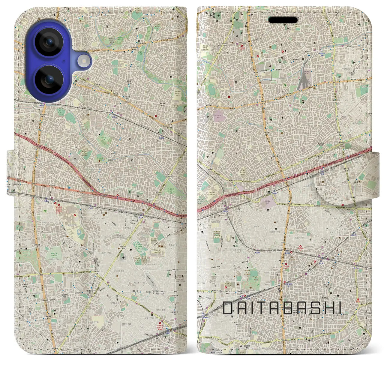 【代田橋（東京都）】地図柄iPhoneケース（手帳タイプ）