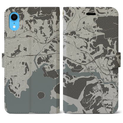 【大塔（長崎県）】地図柄iPhoneケース（手帳タイプ）モノトーン・iPhone XR 用