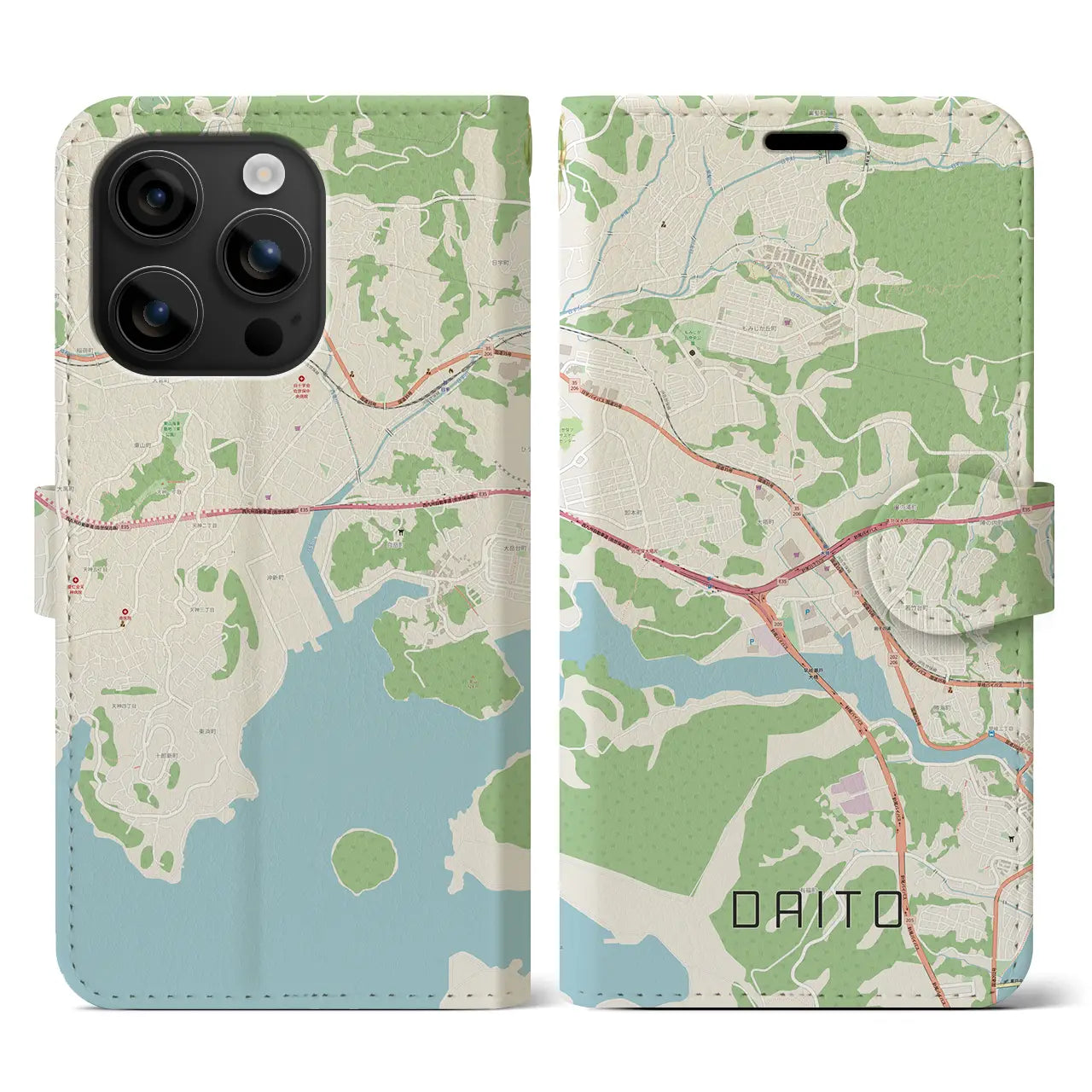 【大塔（長崎県）】地図柄iPhoneケース（手帳タイプ）ナチュラル・iPhone 16 用