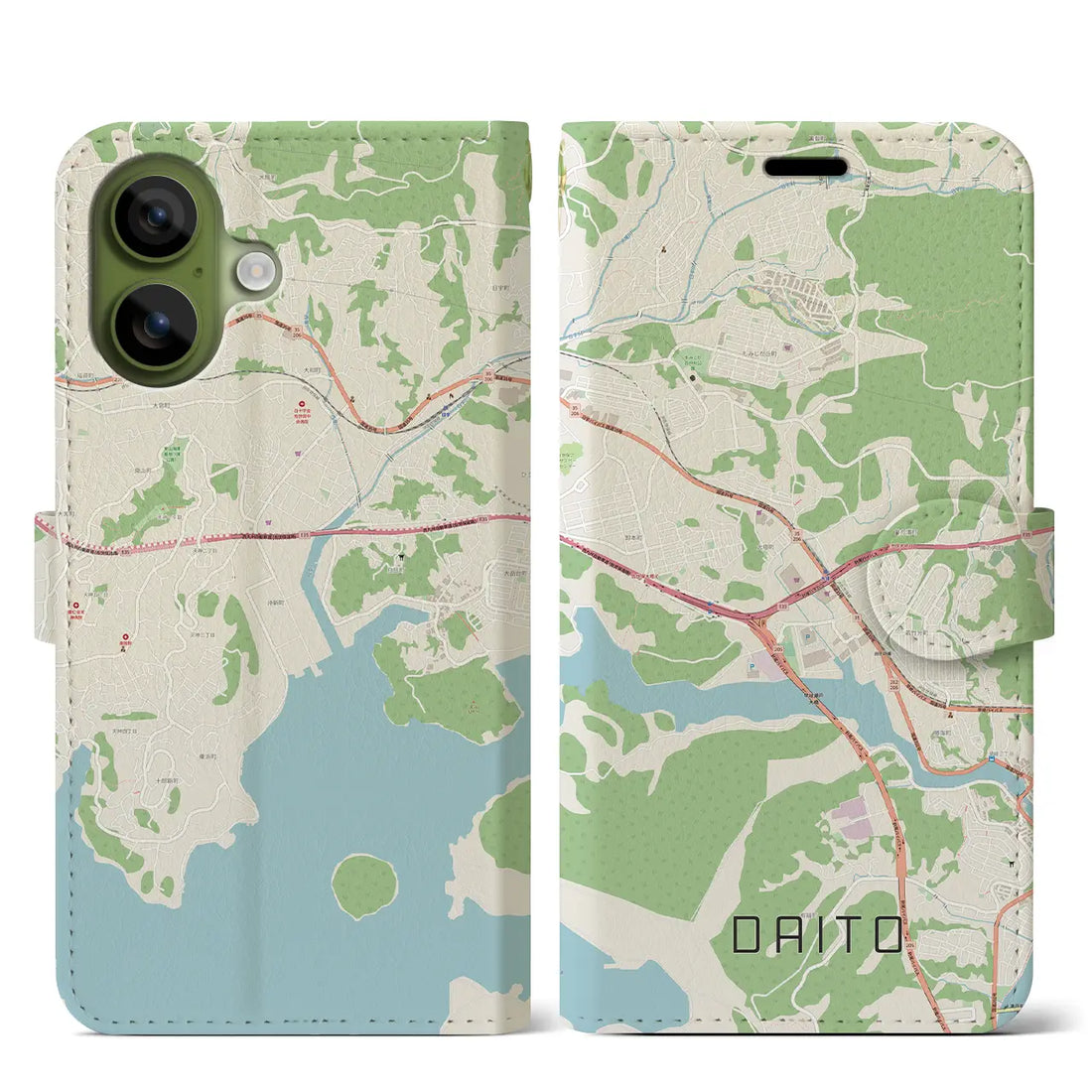 【大塔（長崎県）】地図柄iPhoneケース（手帳タイプ）ナチュラル・iPhone 17 Pro Max 用