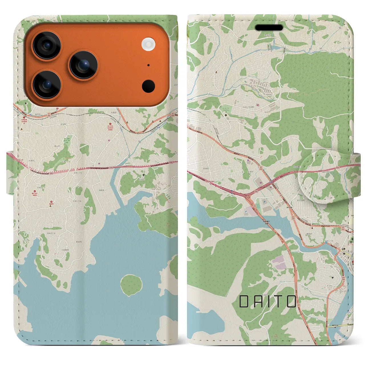 【大塔（長崎県）】地図柄iPhoneケース（手帳タイプ）