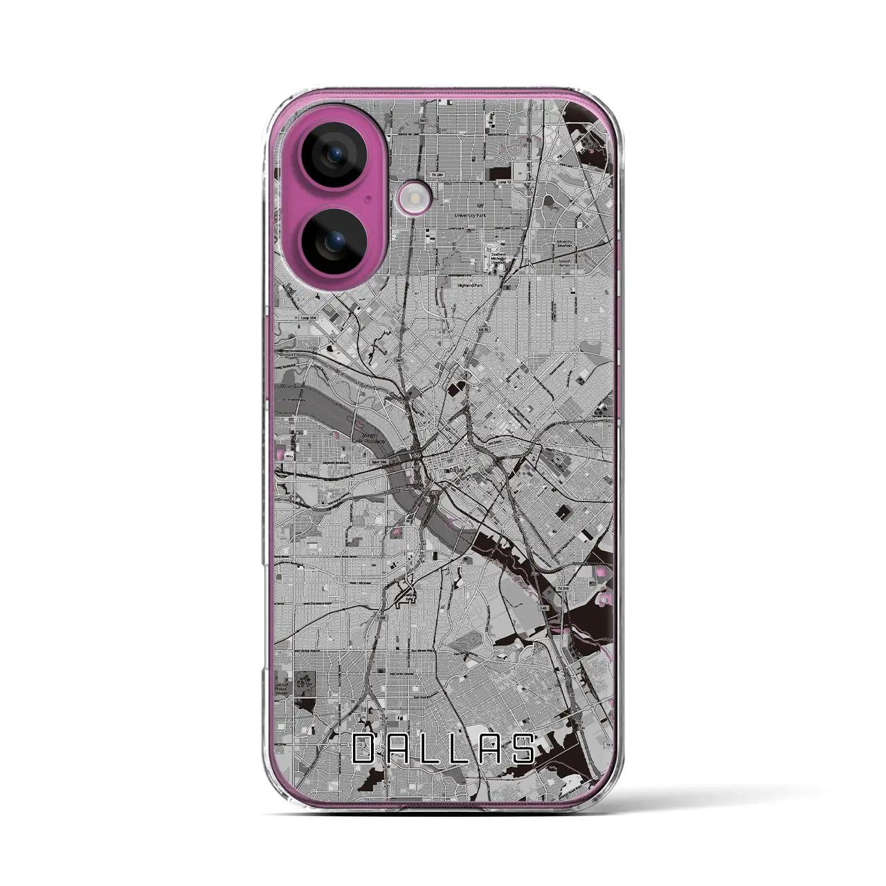 【ダラス（アメリカ）】地図柄iPhoneケース（クリアタイプ）