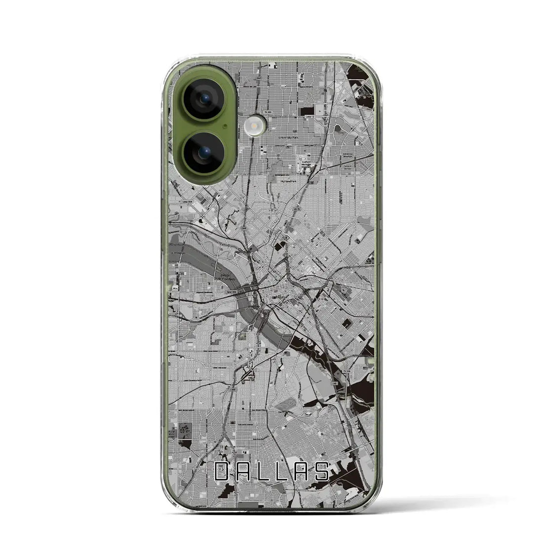 【ダラス（アメリカ）】地図柄iPhoneケース（クリアタイプ）モノトーン・iPhone 17 Pro Max 用