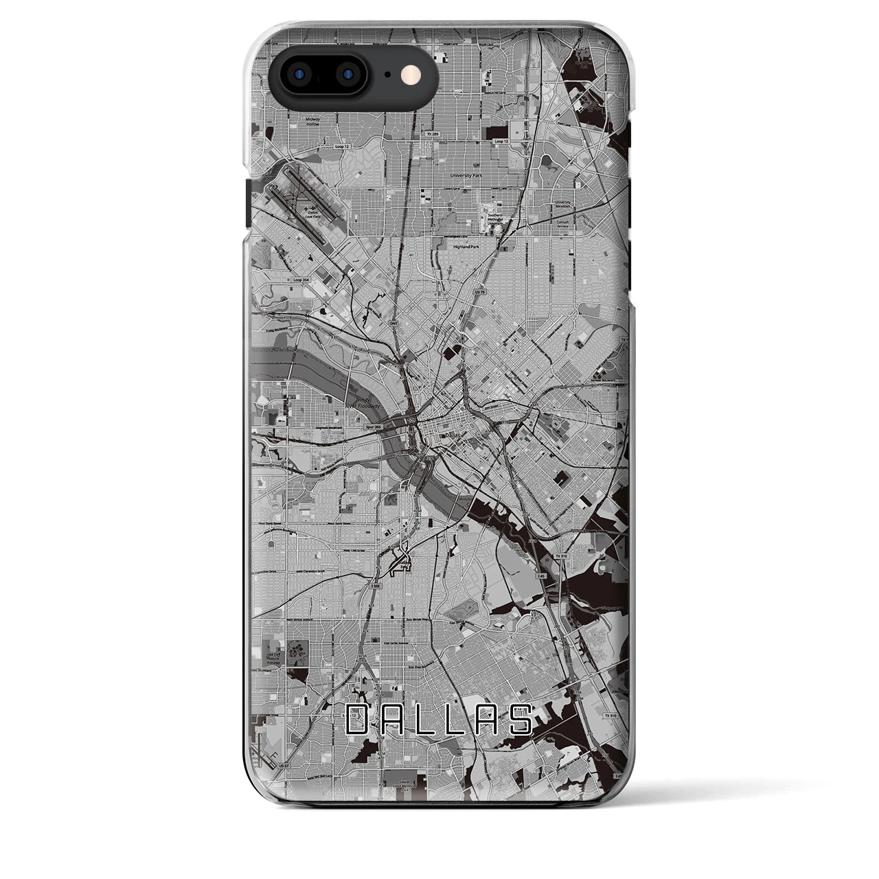 【ダラス（アメリカ）】地図柄iPhoneケース（クリアタイプ）
