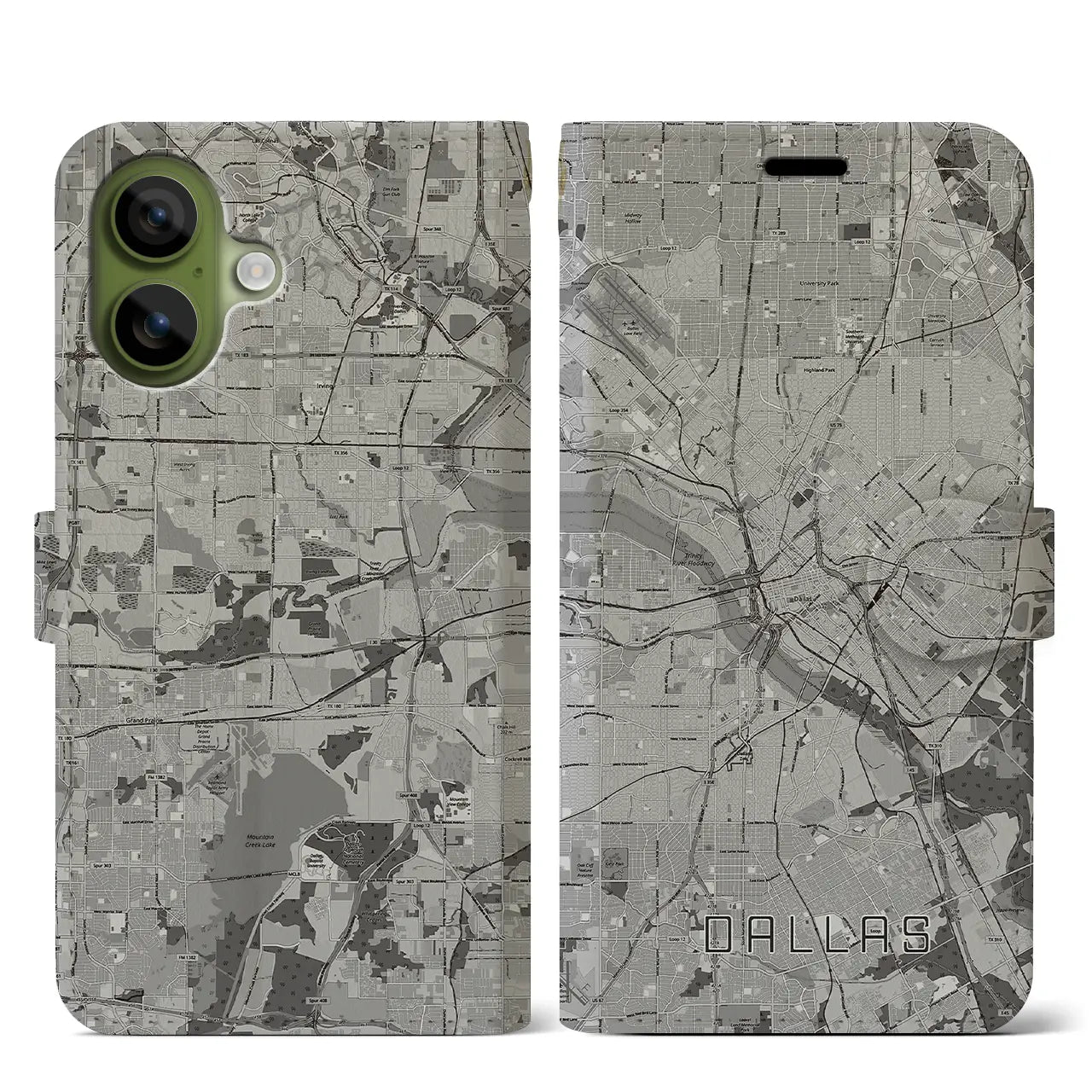 【ダラス（アメリカ）】地図柄iPhoneケース（手帳タイプ）